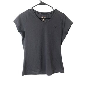 Aubrion Women's Small Charcoal Gray Cap Sleeve Tech Tshirt Outdoors Workout EUC
